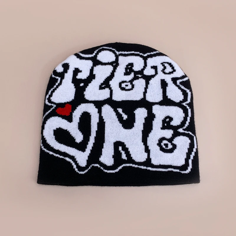 Letter Love Wool Knitted Hats Autumn and Winter Warm Hip Hop Beanies Comfortable Street Versatile Fashion Personal Color Block