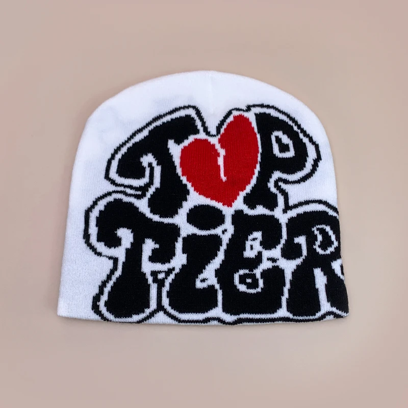 Letter Love Wool Knitted Hats Autumn and Winter Warm Hip Hop Beanies Comfortable Street Versatile Fashion Personal Color Block