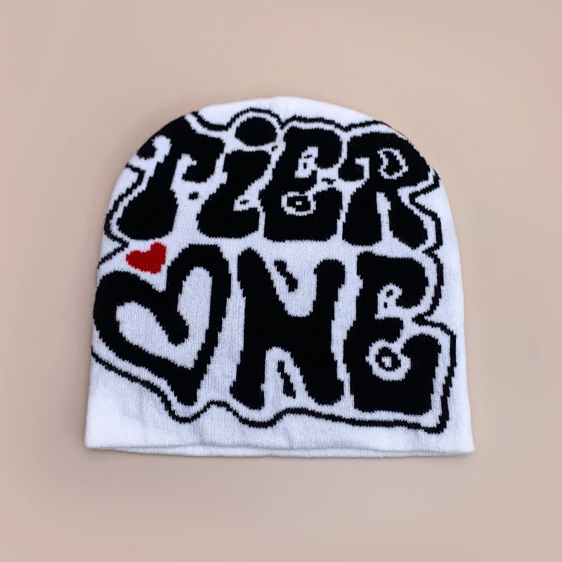 Letter Love Wool Knitted Hats Autumn and Winter Warm Hip Hop Beanies Comfortable Street Versatile Fashion Personal Color Block