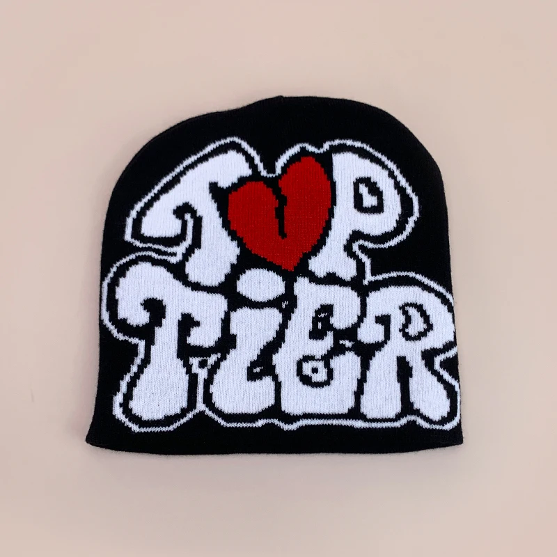 Letter Love Wool Knitted Hats Autumn and Winter Warm Hip Hop Beanies Comfortable Street Versatile Fashion Personal Color Block