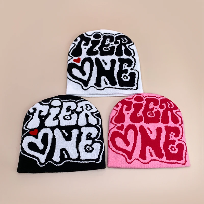 Letter Love Wool Knitted Hats Autumn and Winter Warm Hip Hop Beanies Comfortable Street Versatile Fashion Personal Color Block
