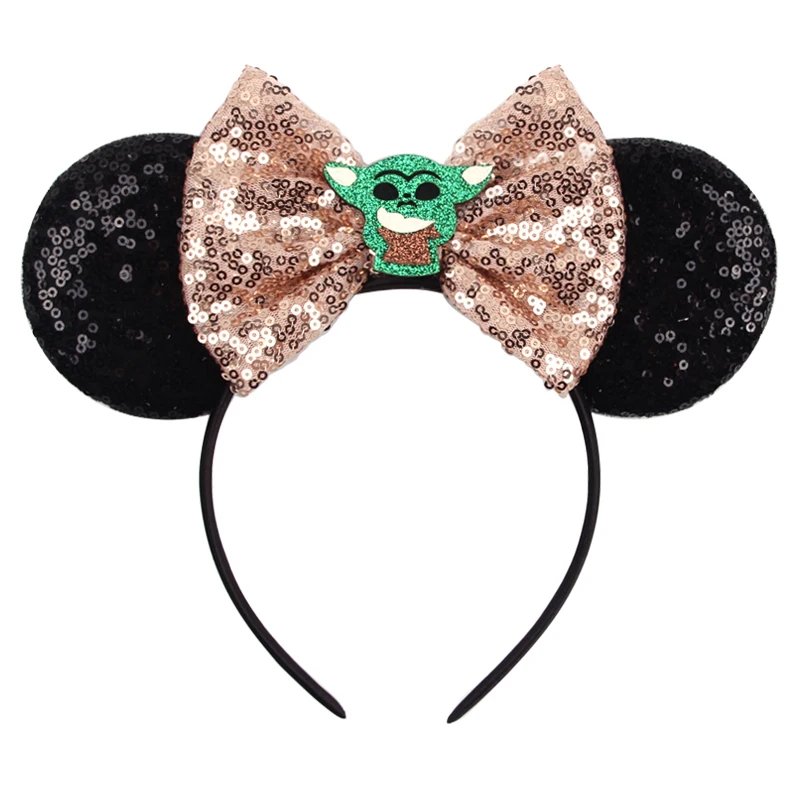 1pc Chic Mouse Ears Headband Sequins 5"Bow Hairband For Girls Women Holiday Festival Party DIY Women Hair Accessories Gift