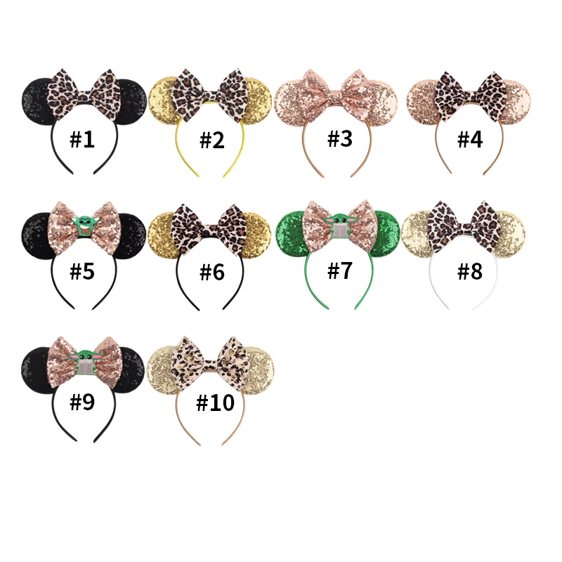 1pc Chic Mouse Ears Headband Sequins 5"Bow Hairband For Girls Women Holiday Festival Party DIY Women Hair Accessories Gift