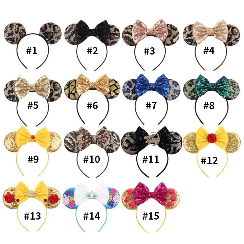 1pc Chic Mouse Ears Headband Sequins 5"Bow Hairband For Girls Women Holiday Festival Party DIY Women Hair Accessories Gift