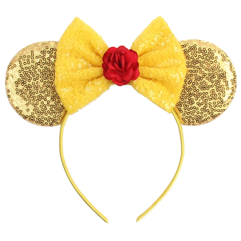 1pc Chic Mouse Ears Headband Sequins 5"Bow Hairband For Girls Women Holiday Festival Party DIY Women Hair Accessories Gift