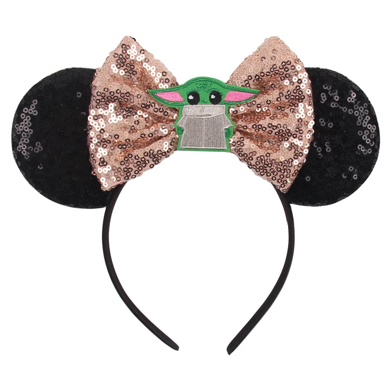 1pc Chic Mouse Ears Headband Sequins 5"Bow Hairband For Girls Women Holiday Festival Party DIY Women Hair Accessories Gift