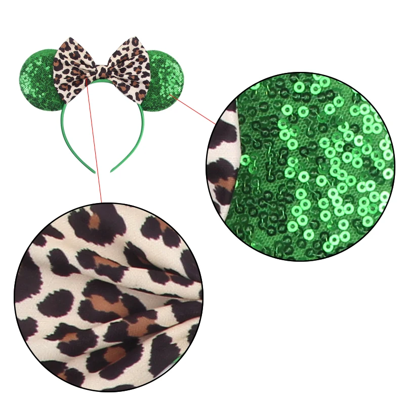 1pc Chic Mouse Ears Headband Sequins 5"Bow Hairband For Girls Women Holiday Festival Party DIY Women Hair Accessories Gift