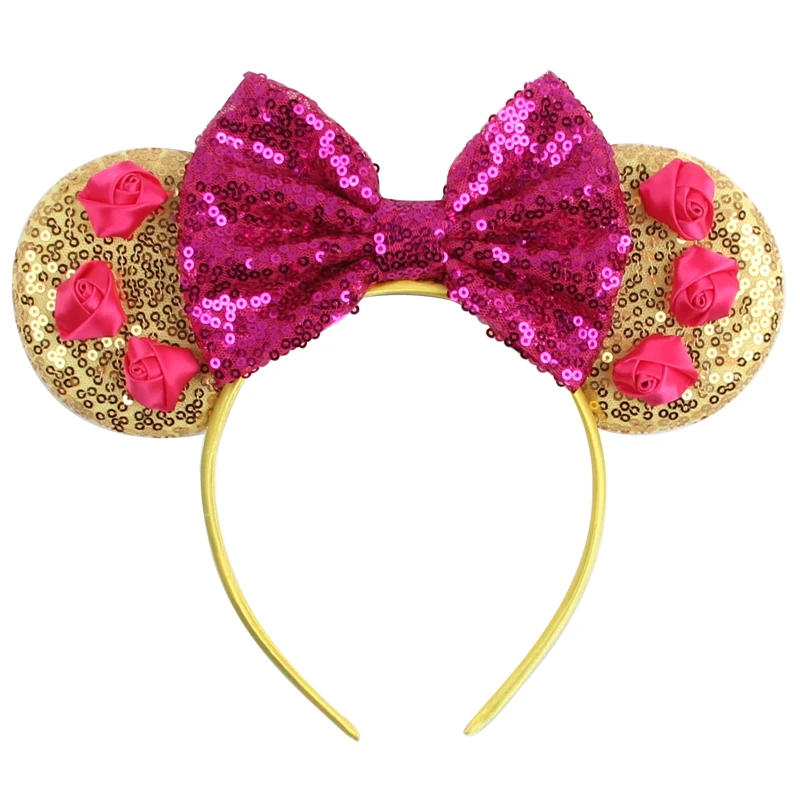 1pc Chic Mouse Ears Headband Sequins 5"Bow Hairband For Girls Women Holiday Festival Party DIY Women Hair Accessories Gift