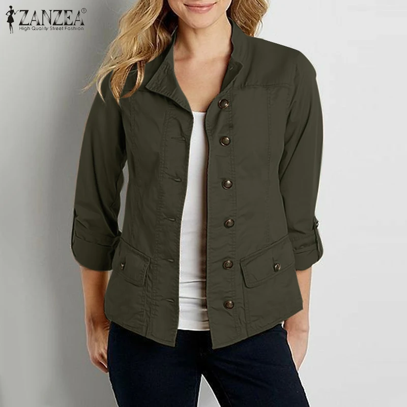 2024 ZANZEA Fashion Woman Long Sleeve O Neck Outwear Casual Party Chaqueta Elegant Button Thin Coats Vintage Autumn OL Jackets