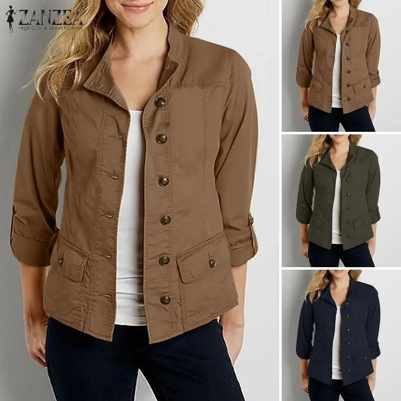2024 ZANZEA Fashion Woman Long Sleeve O Neck Outwear Casual Party Chaqueta Elegant Button Thin Coats Vintage Autumn OL Jackets