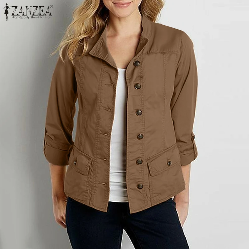 2024 ZANZEA Fashion Woman Long Sleeve O Neck Outwear Casual Party Chaqueta Elegant Button Thin Coats Vintage Autumn OL Jackets