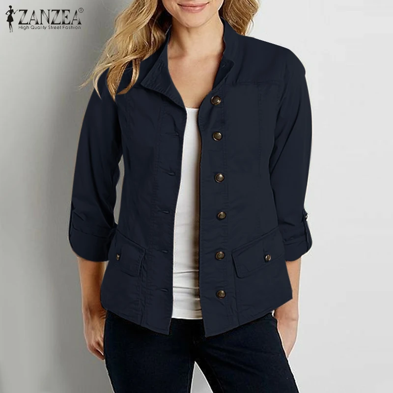 2024 ZANZEA Fashion Woman Long Sleeve O Neck Outwear Casual Party Chaqueta Elegant Button Thin Coats Vintage Autumn OL Jackets