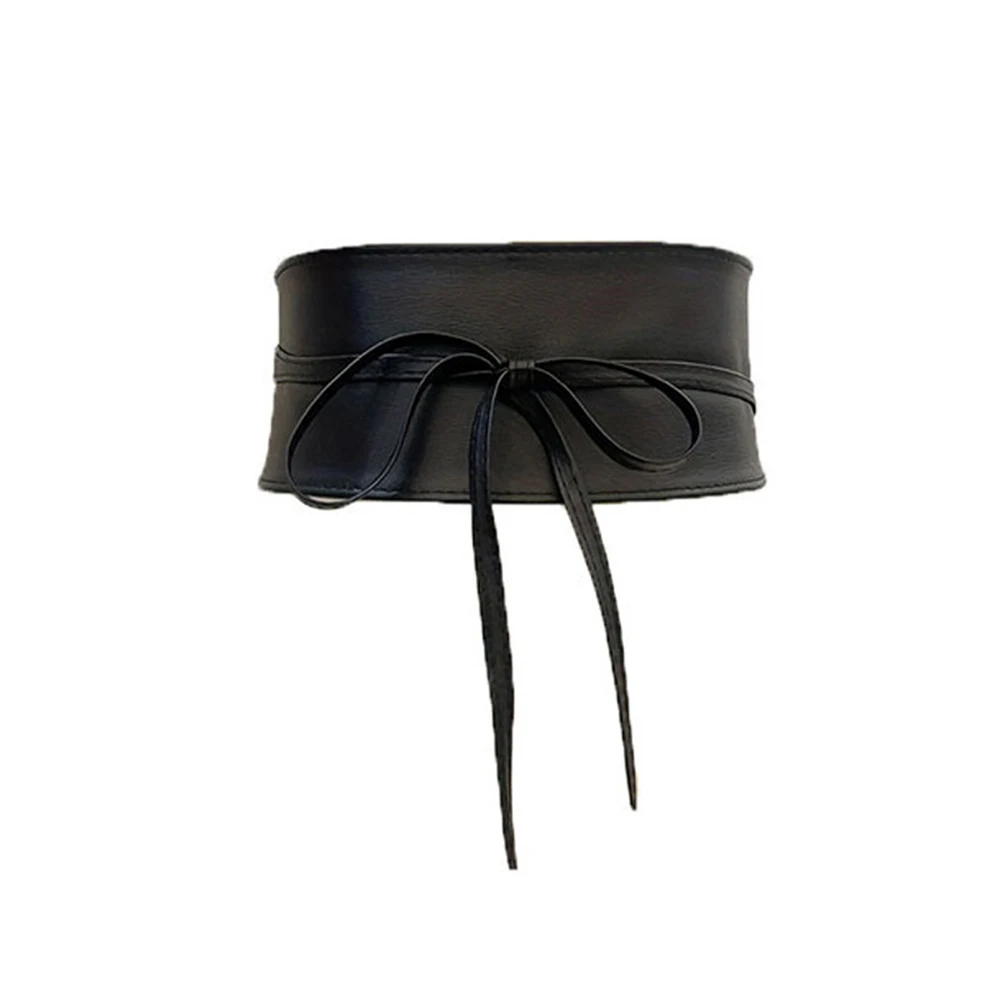 Boho Belt For Women Bowknot Faux Leather Wrap Around Obi Style Cinch Waistband Black Cummerbund Brown Women Wide Corset Belt