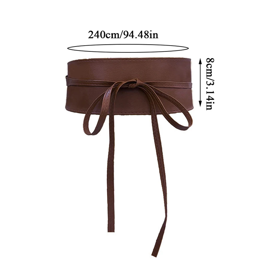 Boho Belt For Women Bowknot Faux Leather Wrap Around Obi Style Cinch Waistband Black Cummerbund Brown Women Wide Corset Belt