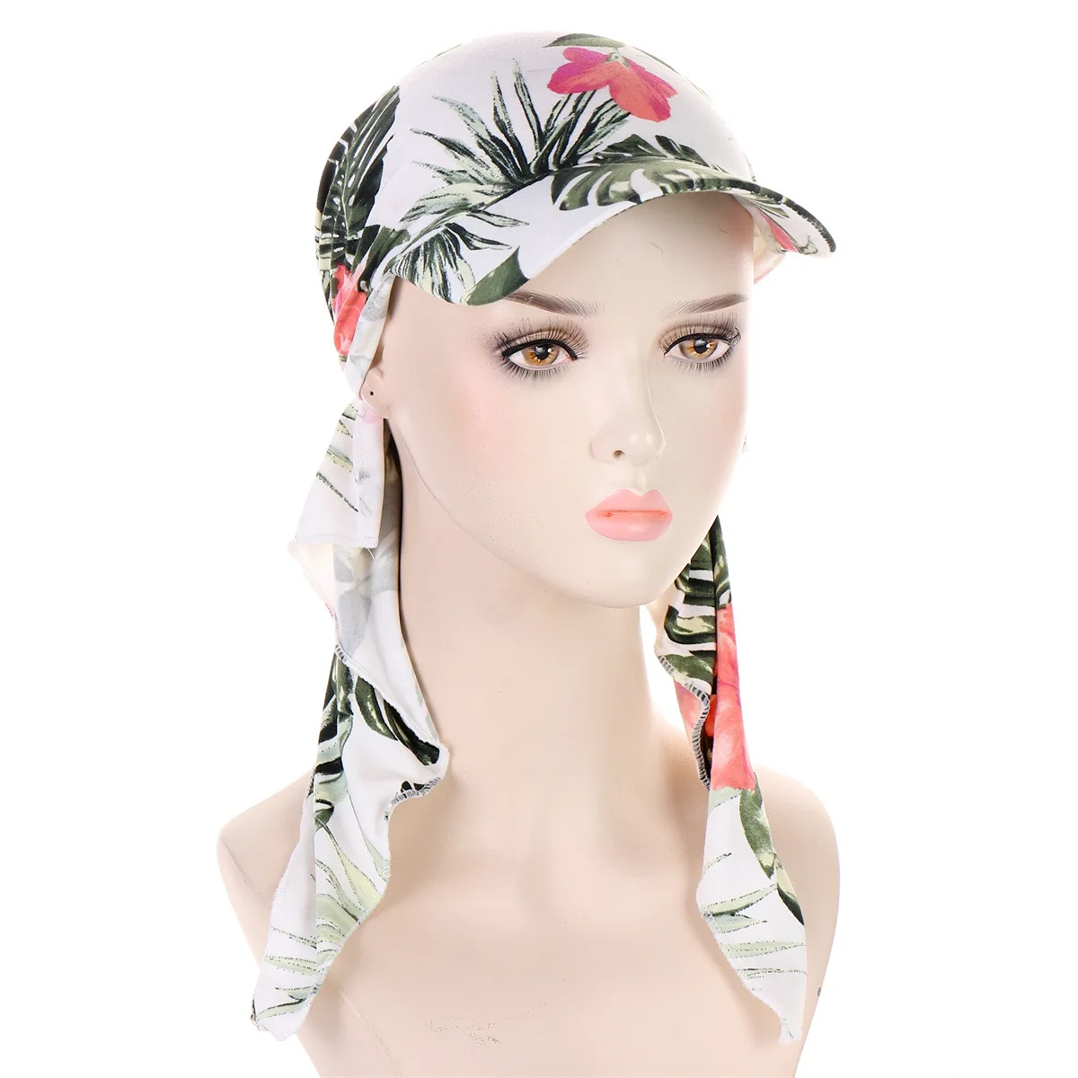 Trendy Print Muslim Hijab Caps With Brim Women Baseball Cap Wrap Head Ramadan Ladies Fashion Headwear Turban Bonnet