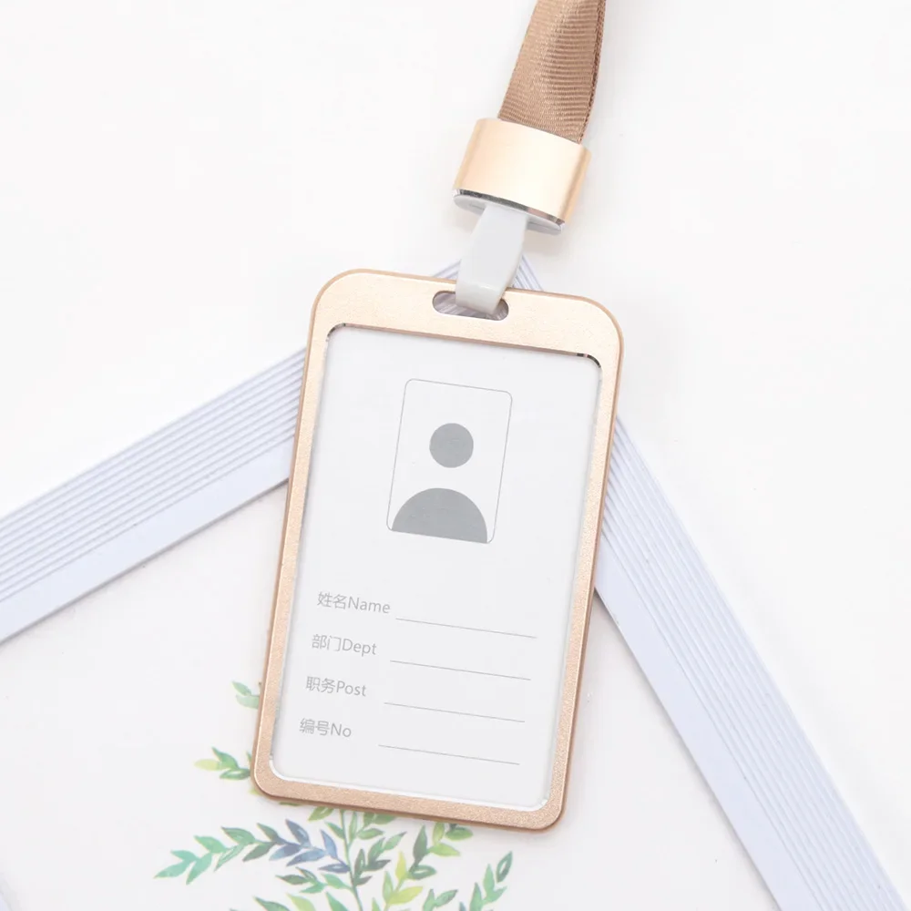 Fashion Unisex Card Cover Women Lanyard Aluminum Alloy Work ID Card Holder Business Work Card ID Badge Holder Metal Bags Case