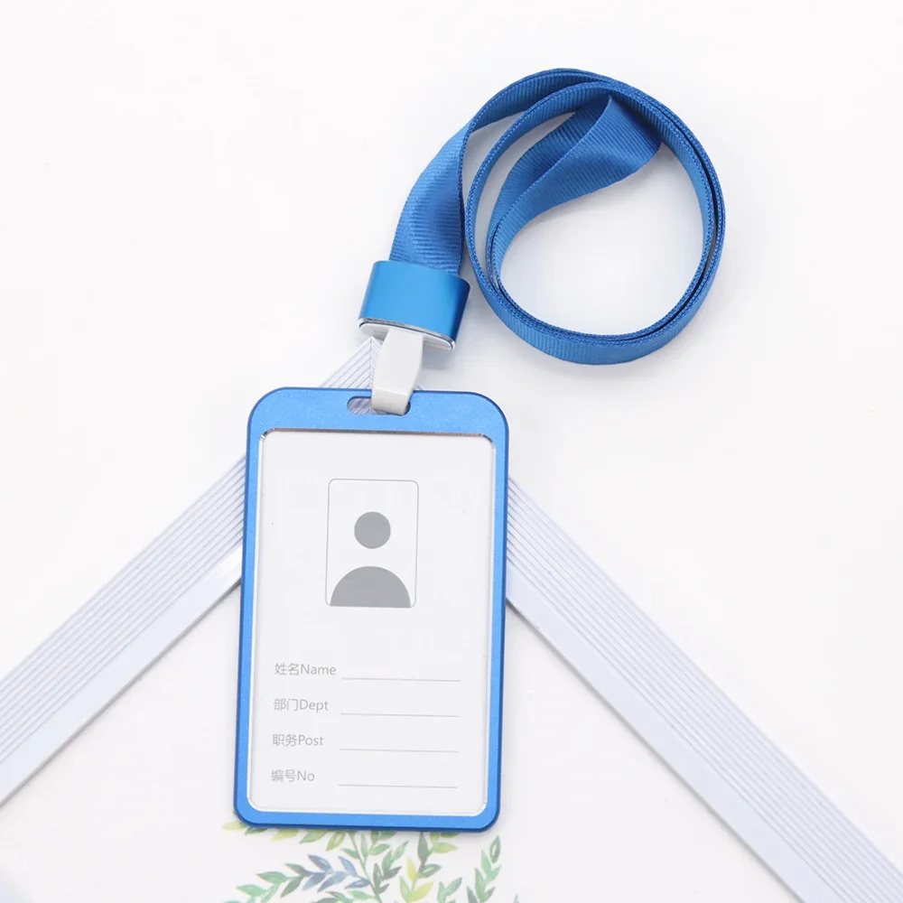 Fashion Unisex Card Cover Women Lanyard Aluminum Alloy Work ID Card Holder Business Work Card ID Badge Holder Metal Bags Case