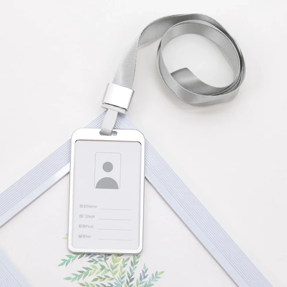 Fashion Unisex Card Cover Women Lanyard Aluminum Alloy Work ID Card Holder Business Work Card ID Badge Holder Metal Bags Case