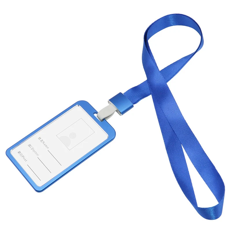 Fashion Unisex Card Cover Women Lanyard Aluminum Alloy Work ID Card Holder Business Work Card ID Badge Holder Metal Bags Case