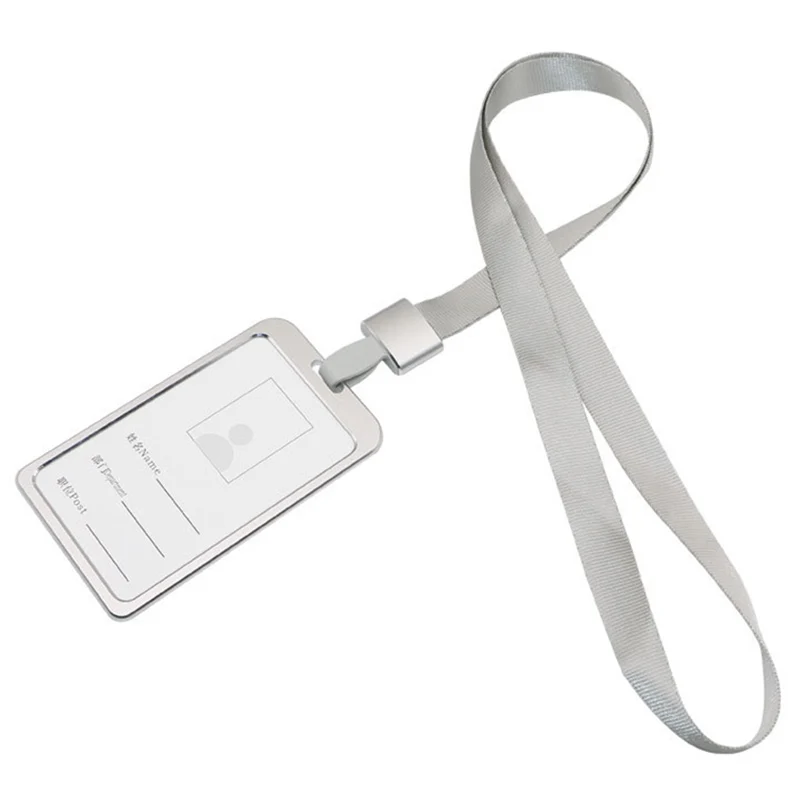 Fashion Unisex Card Cover Women Lanyard Aluminum Alloy Work ID Card Holder Business Work Card ID Badge Holder Metal Bags Case