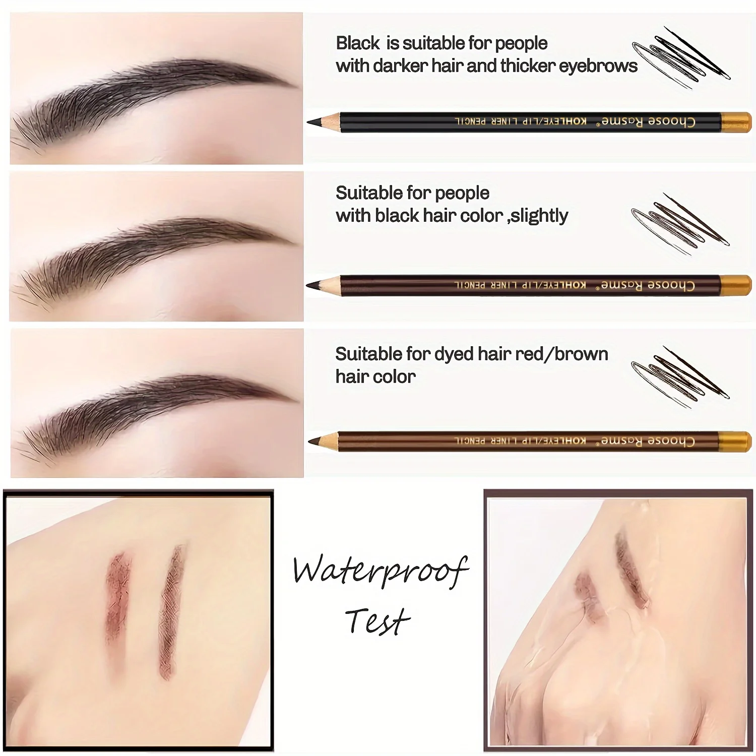 12pcs Black/Brown/Dark Brown Eyebrow Pencil Sharpener Eyebrow Pencil with Sharpener Eyebrow Line Lasting