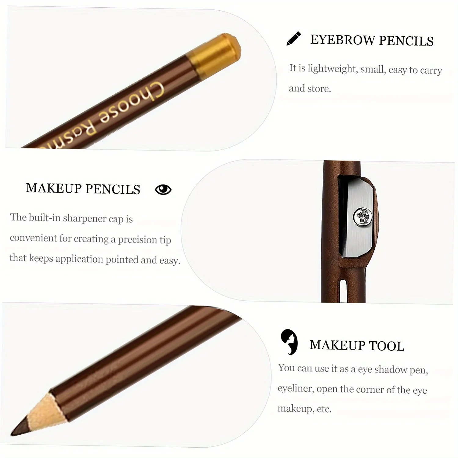 12pcs Black/Brown/Dark Brown Eyebrow Pencil Sharpener Eyebrow Pencil with Sharpener Eyebrow Line Lasting