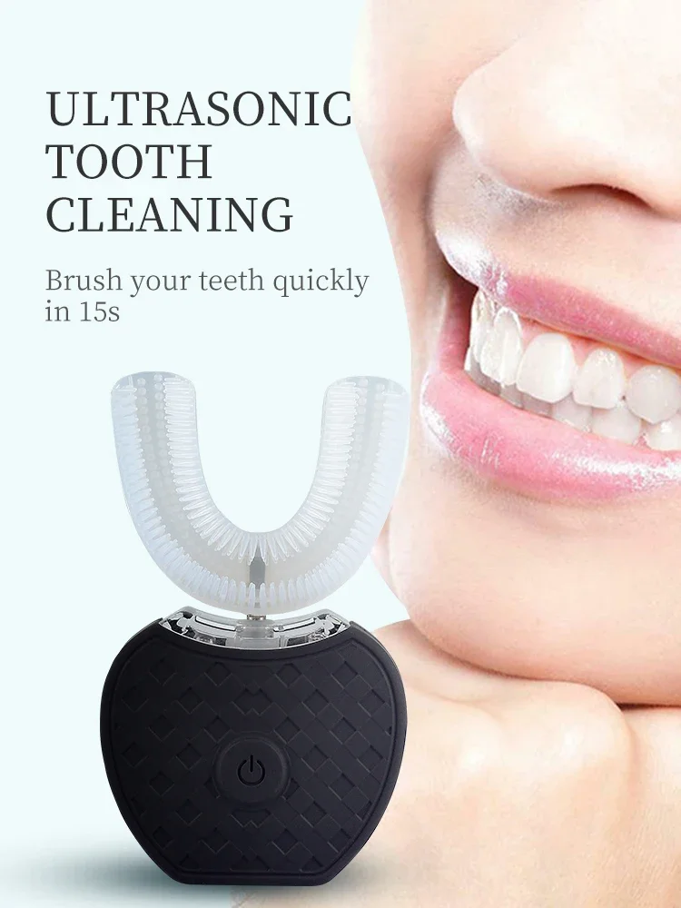 Ultrasonic Toothbrush,U Shape Toothbrush Ultrasonic Teeth Cleaner Teeth Whitening Lamp 360 Adult Electric Automatic Toothbrush