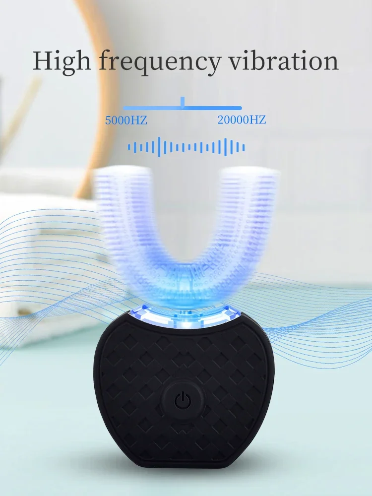 Ultrasonic Toothbrush,U Shape Toothbrush Ultrasonic Teeth Cleaner Teeth Whitening Lamp 360 Adult Electric Automatic Toothbrush