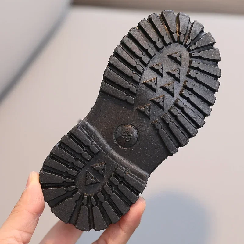 Kids Short Boots Fashion Boys Shoes Autumn Winter Leather Children Boots Non-Slip Toddler Girls Boot Toddler Snow Shoes