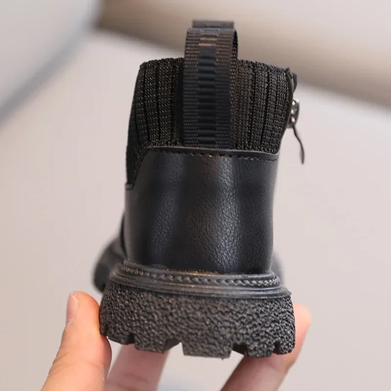 Kids Short Boots Fashion Boys Shoes Autumn Winter Leather Children Boots Non-Slip Toddler Girls Boot Toddler Snow Shoes