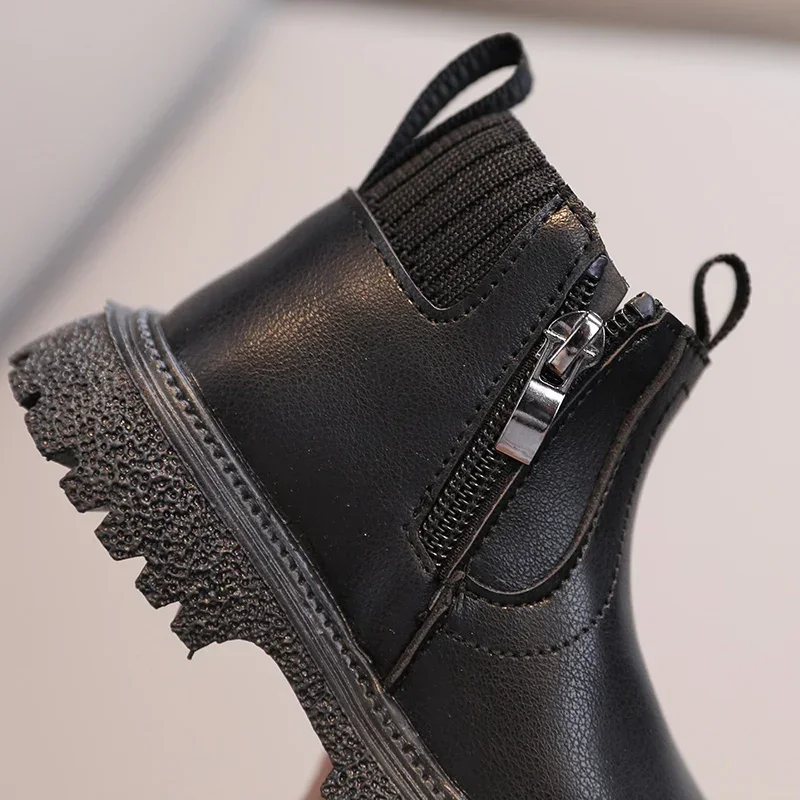 Kids Short Boots Fashion Boys Shoes Autumn Winter Leather Children Boots Non-Slip Toddler Girls Boot Toddler Snow Shoes
