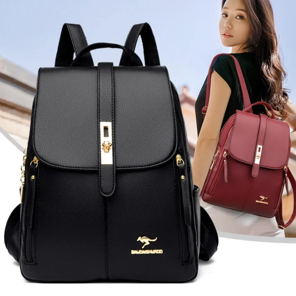 Women Large Capacity Backpack High Quality Leather Vintage Bags for Women School Bags Travel Rucksack Ladies Bookbag Knapsack
