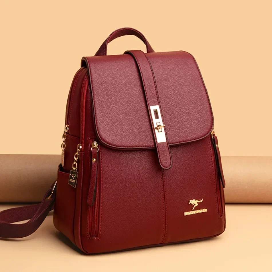 Women Large Capacity Backpack High Quality Leather Vintage Bags for Women School Bags Travel Rucksack Ladies Bookbag Knapsack