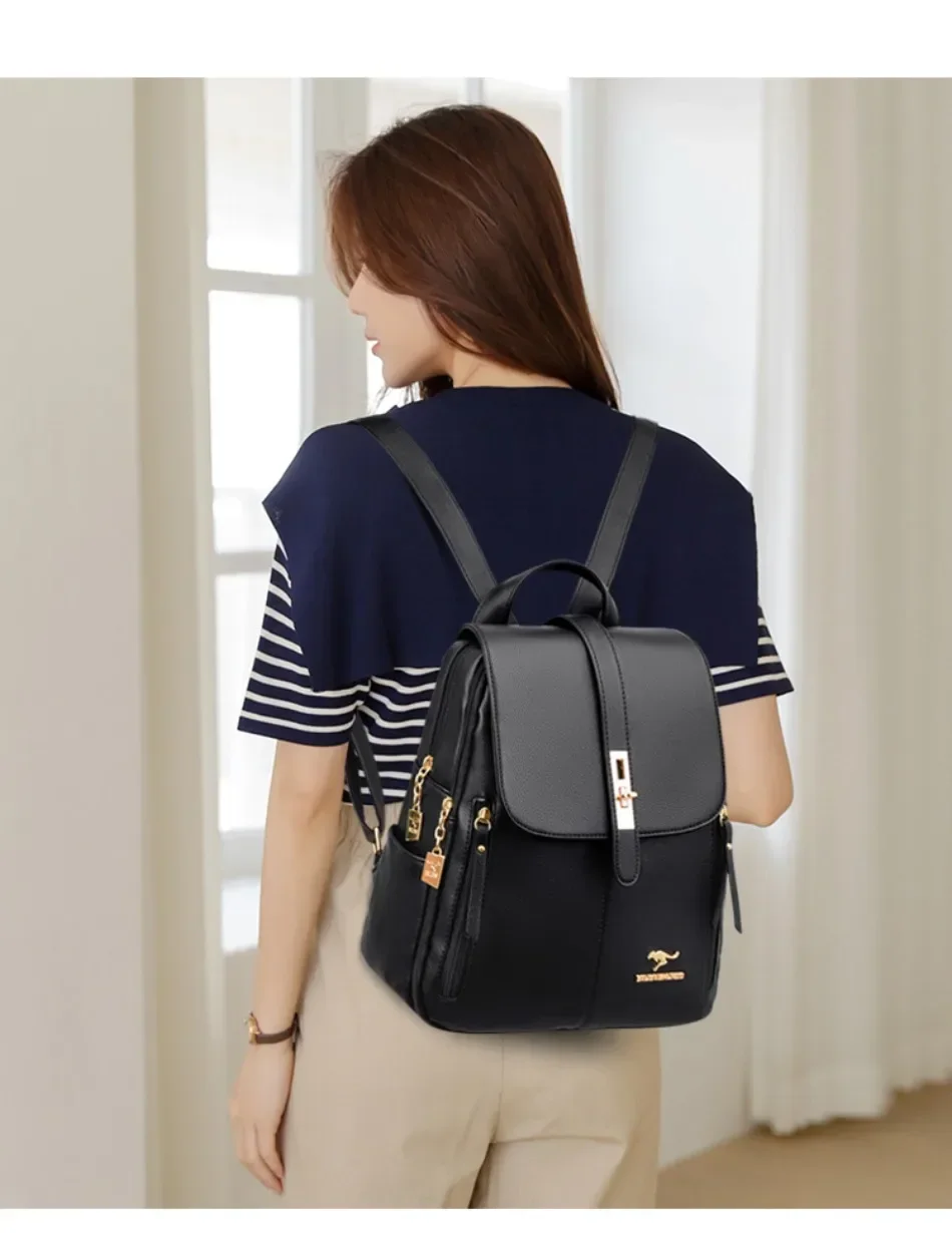 Women Large Capacity Backpack High Quality Leather Vintage Bags for Women School Bags Travel Rucksack Ladies Bookbag Knapsack