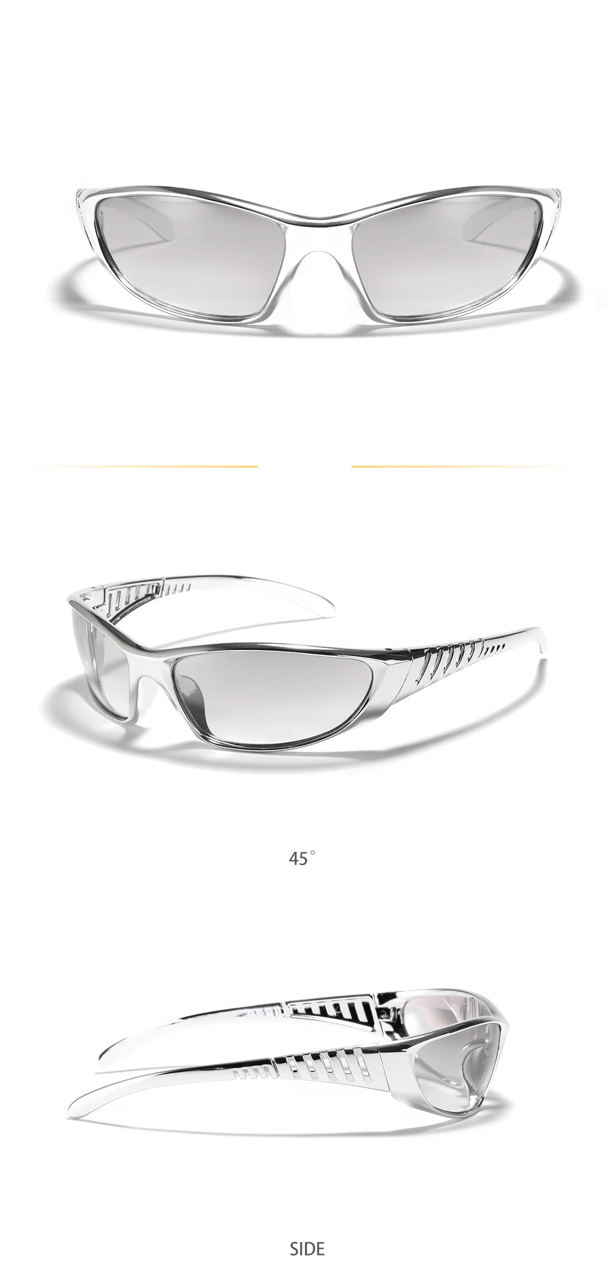 Y2K Silver Sunglasses Color Hollowed Out Future Sense Of Technology Hot Girls Net Red Sunglasses Women Sunglasses Trendy Men