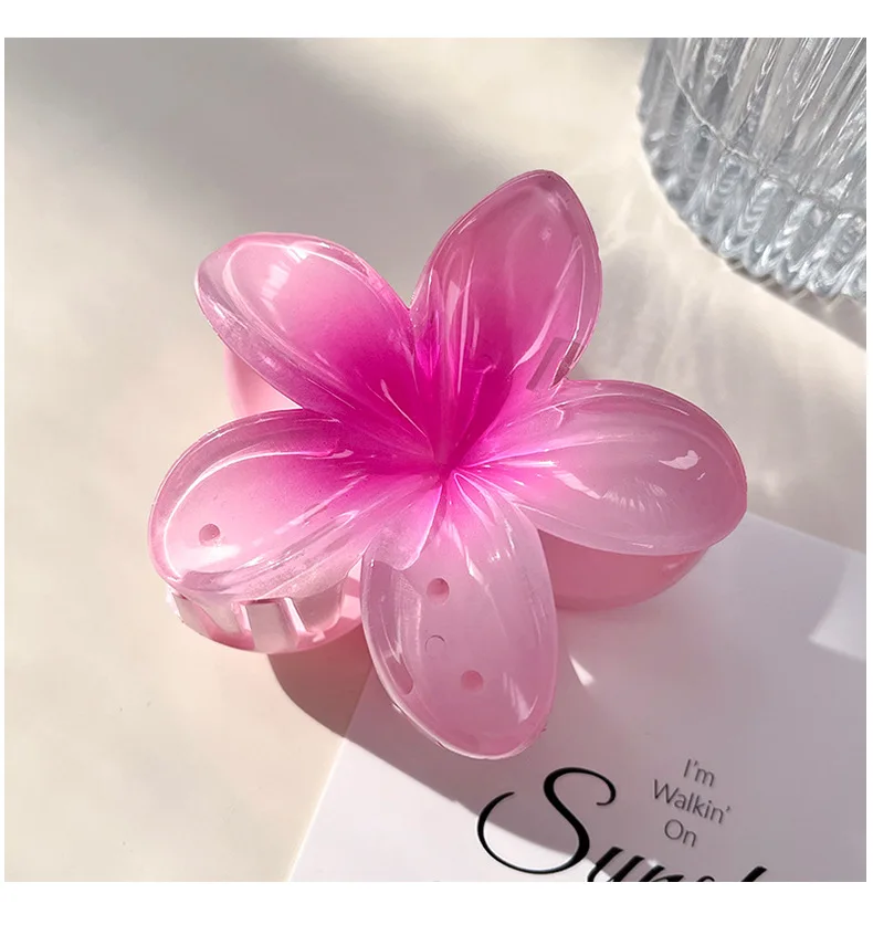 8CM Gradient Large Flower Acrylic Hair Clip For Women Sweet Hair Claws Crab Clamp Barrettes Hawaiian Headwear Accessories