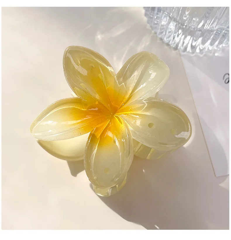 8CM Gradient Large Flower Acrylic Hair Clip For Women Sweet Hair Claws Crab Clamp Barrettes Hawaiian Headwear Accessories