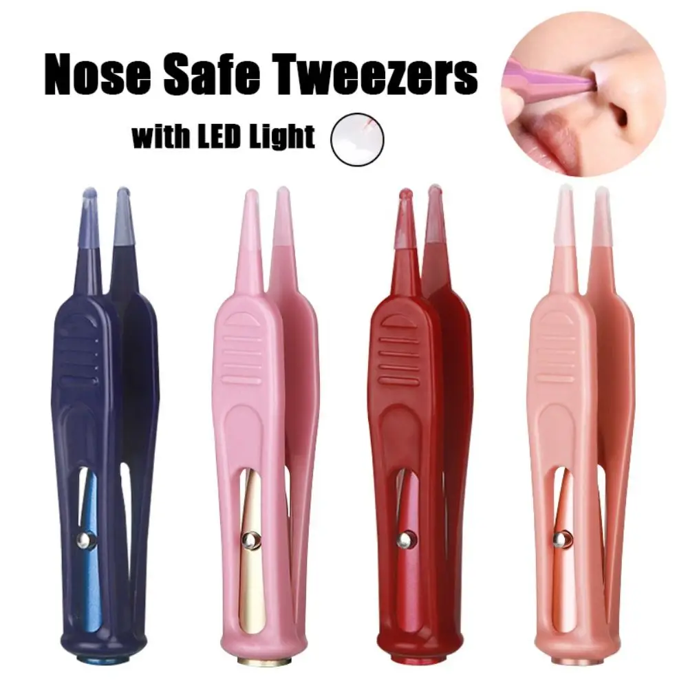 Safety Forceps with LED Light Baby Dig Booger Clip Infants Clean Ear Nose Navel Safety Tweezers Safe Forceps Cleaning Supplies
