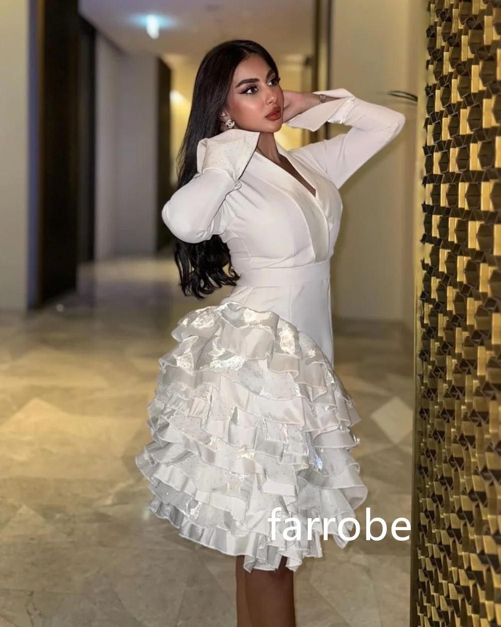 Customized Casual Jersey Pleat A-line V-neck Knee Length Dresses Prom Dresses Simple Retro Fashion Elegant Exquisite High Qualit