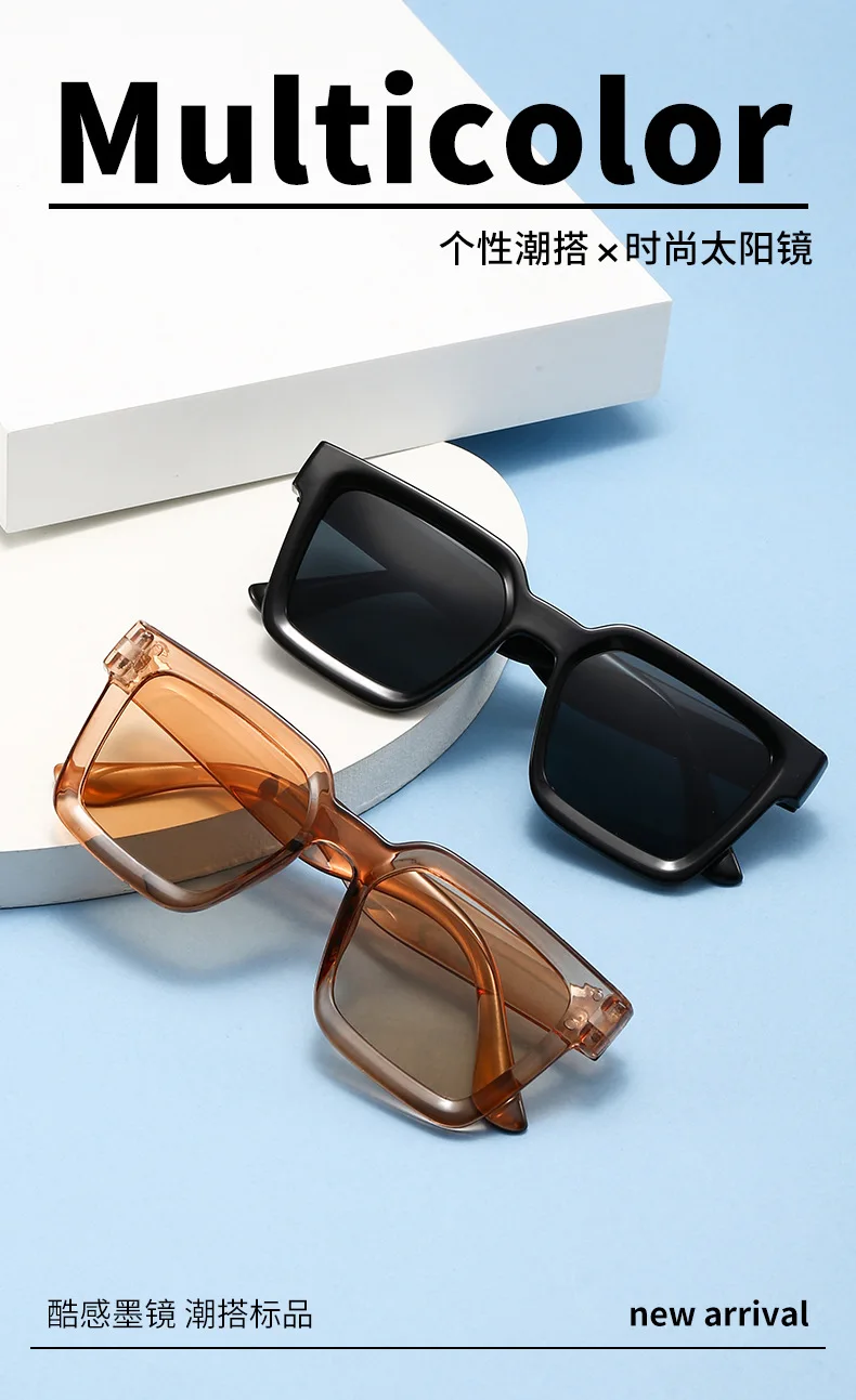 New Vintage Sunglasses Women Men Square Big Frame Sun Glasses Female Brand Designer Retro Shades Fashion Sunglasses For Male