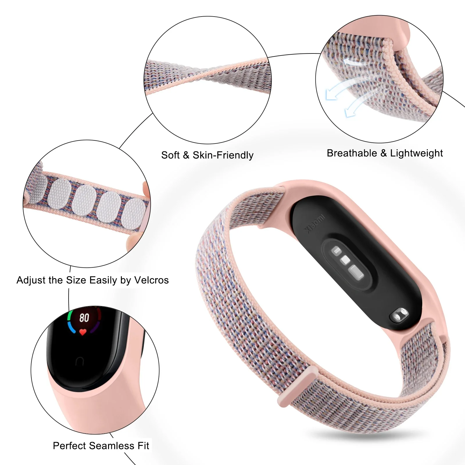 Nylon Sport Bracelet For Xiaomi Mi Band 5 6 7 Strap loop watch wrist Belt For Xiaomi Miband 3 4 5 6 7 Wristband Replacement