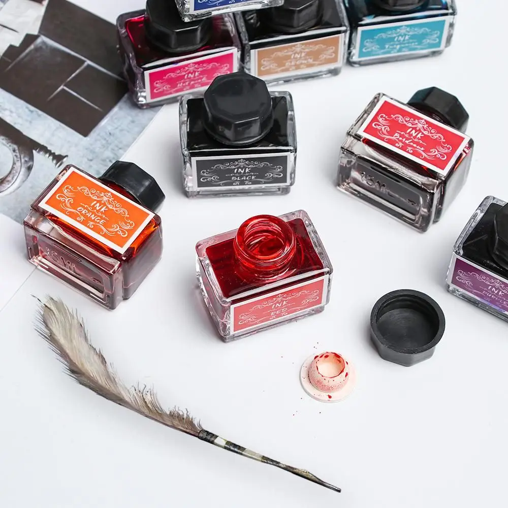 Carbon-free Ink For Fountain Pen 15ml Non-carbon Ink Fountain Pens Stationery Pen Ink Bottle Printer Chemical Ink