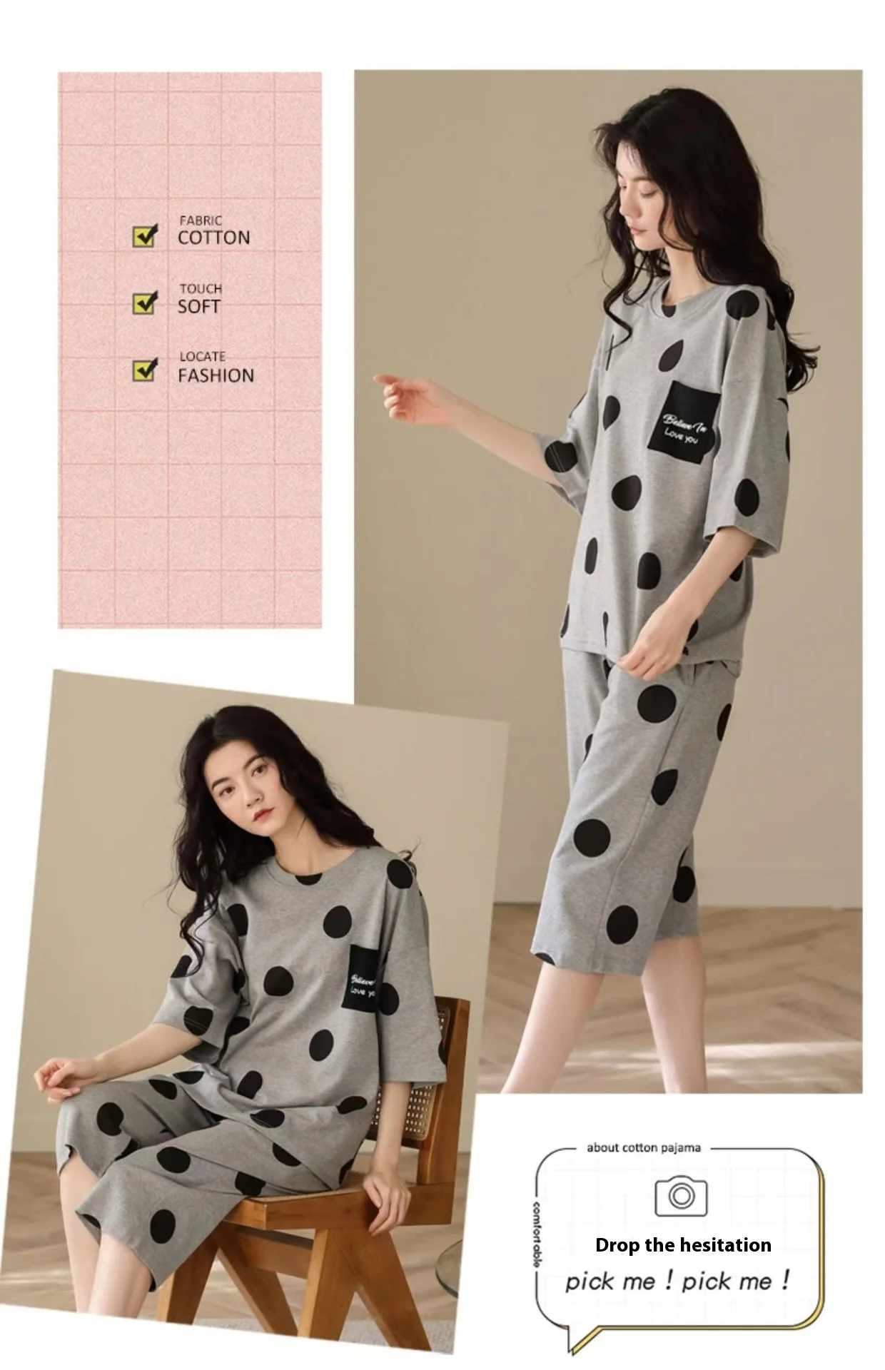 Women Pajamas Sets Plus Size Summer Silk Sleepwear Ladies Thin Short-Sleeved Seven Pants O-Neck Casual Cat Home Wear Night Wear