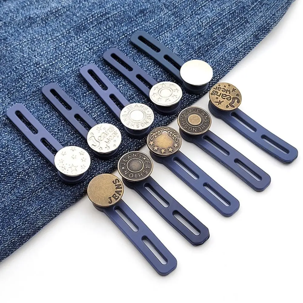 6Pcs Sewing Buttons Adjustable Disassembly Retractable Jeans Waist Button Metal Extended Buckles Pant Waistband Expander