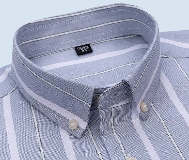 Men's Social Shirts Long Sleeve 100%Pure Cotton Oxford Buttoned Plaid Formal Male Casual Clothes Oversized Shirt Plus Size S-7XL