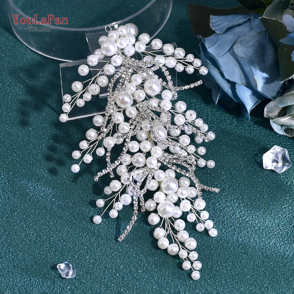 YouLaPan Bride Pearl Headband Rhinestone Chain Wedding Women Hair Pieces Handmade Headwear Trendy Party Hair Accessories HP739