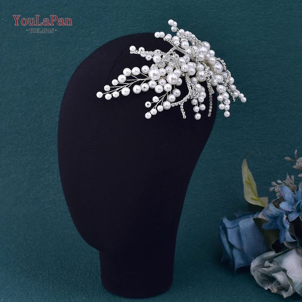 YouLaPan Bride Pearl Headband Rhinestone Chain Wedding Women Hair Pieces Handmade Headwear Trendy Party Hair Accessories HP739