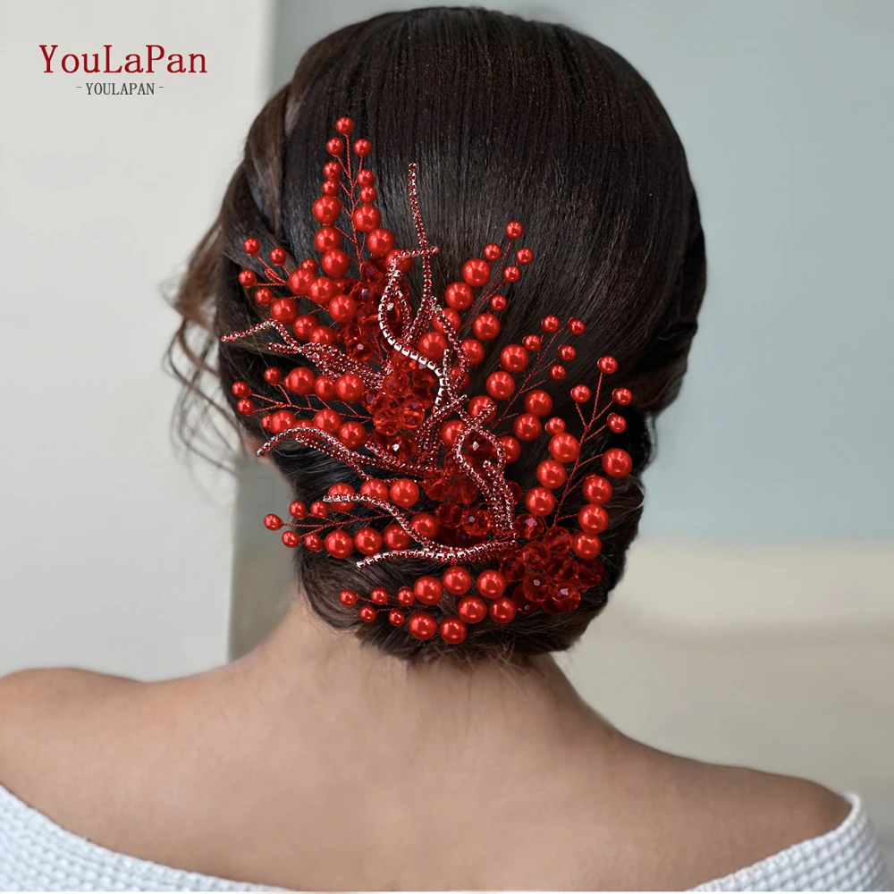 YouLaPan Bride Pearl Headband Rhinestone Chain Wedding Women Hair Pieces Handmade Headwear Trendy Party Hair Accessories HP739