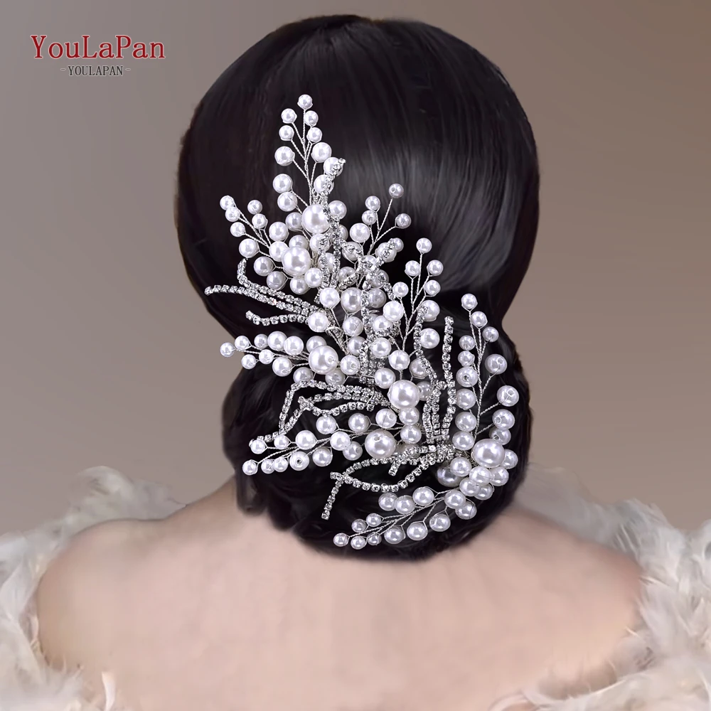 YouLaPan Bride Pearl Headband Rhinestone Chain Wedding Women Hair Pieces Handmade Headwear Trendy Party Hair Accessories HP739