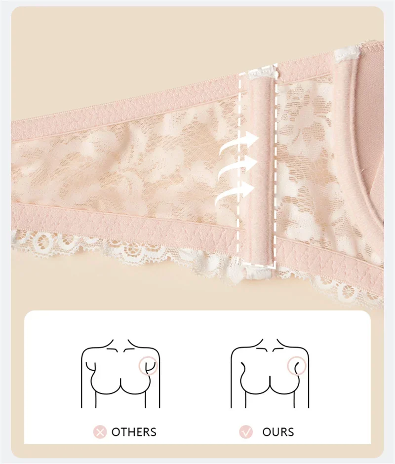 Sexy Lace Bra Women 1/2 Cup Underwire Bras Ladies Push Up Underwear Trendy Floral Brassiere Female Comfortable Intimates